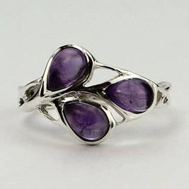 Amethyst Buds Sterling Silver Gemstone Ring