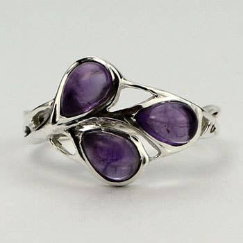 Amethyst Buds Sterling Silver Gemstone Ring