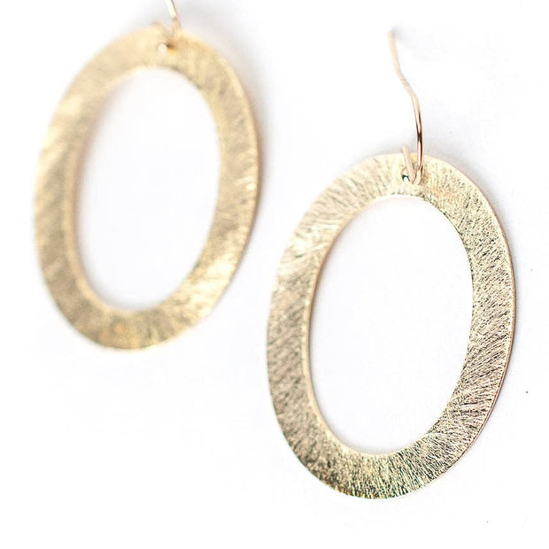 Brushed Gold Oval Earrings