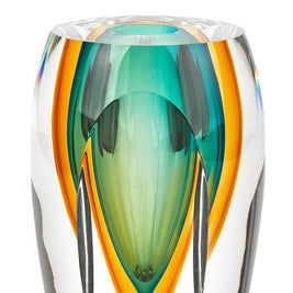 Rimini Murano Style Art Glass Amber & Green 6