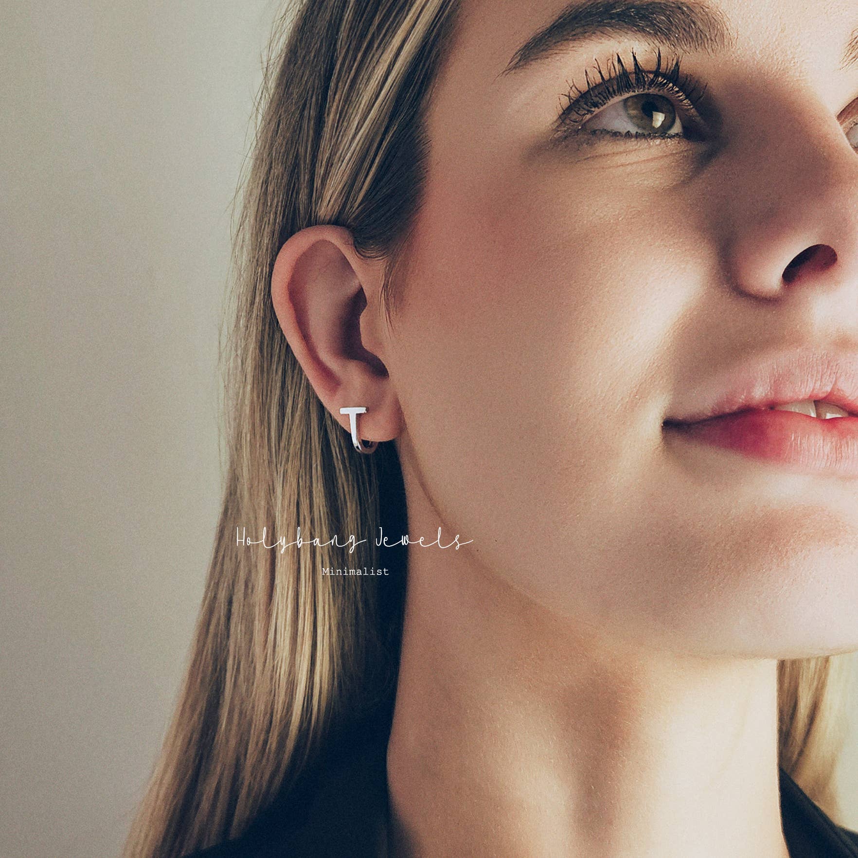 T BAR HOOP EARRINGS - Silver