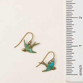 Folklore Sparrow Birds With Patina Dangle Earrings
