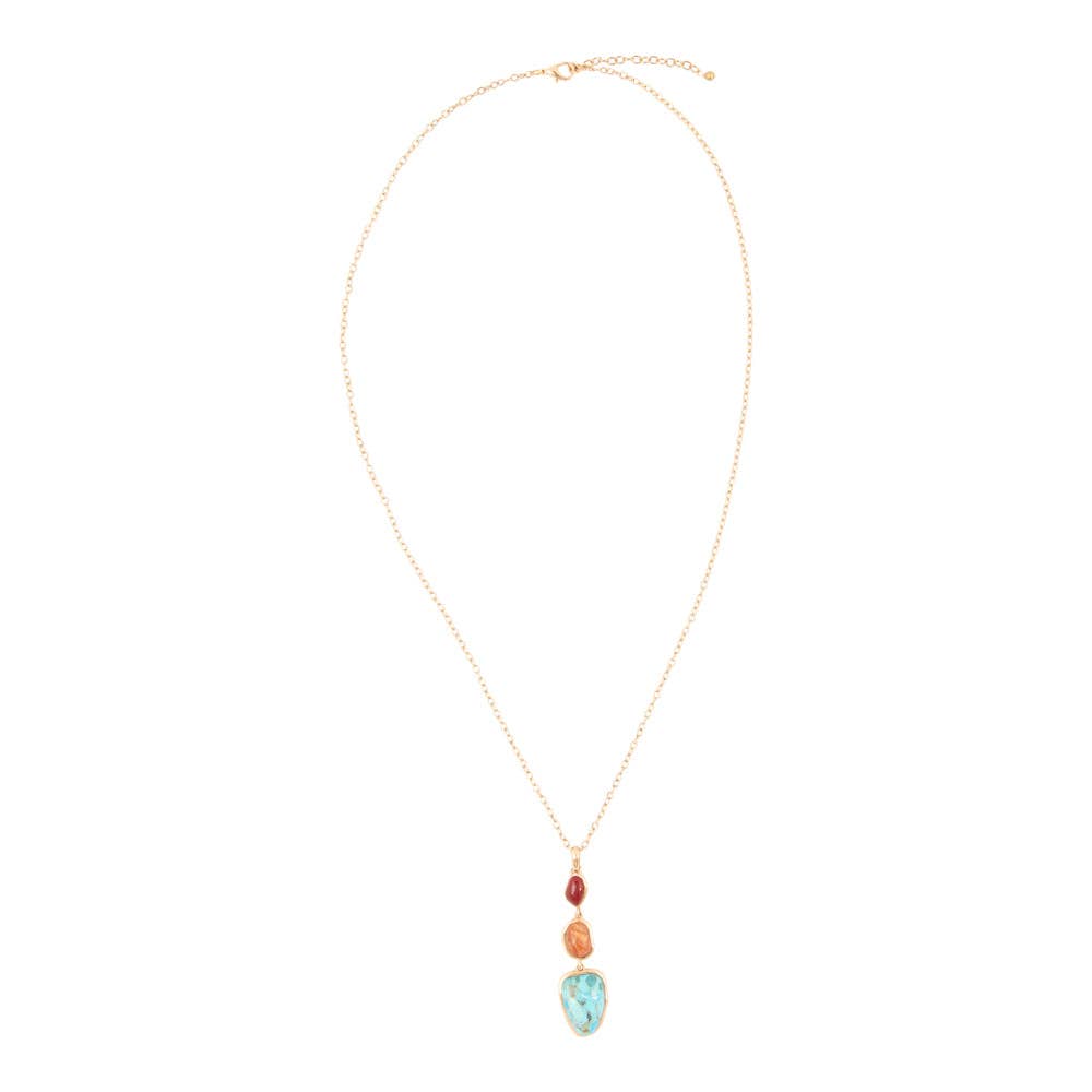 Santa Fe Blue Turquoise Golden Pendant Necklace