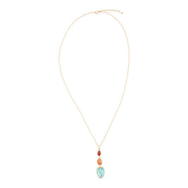 Santa Fe Blue Turquoise Golden Pendant Necklace