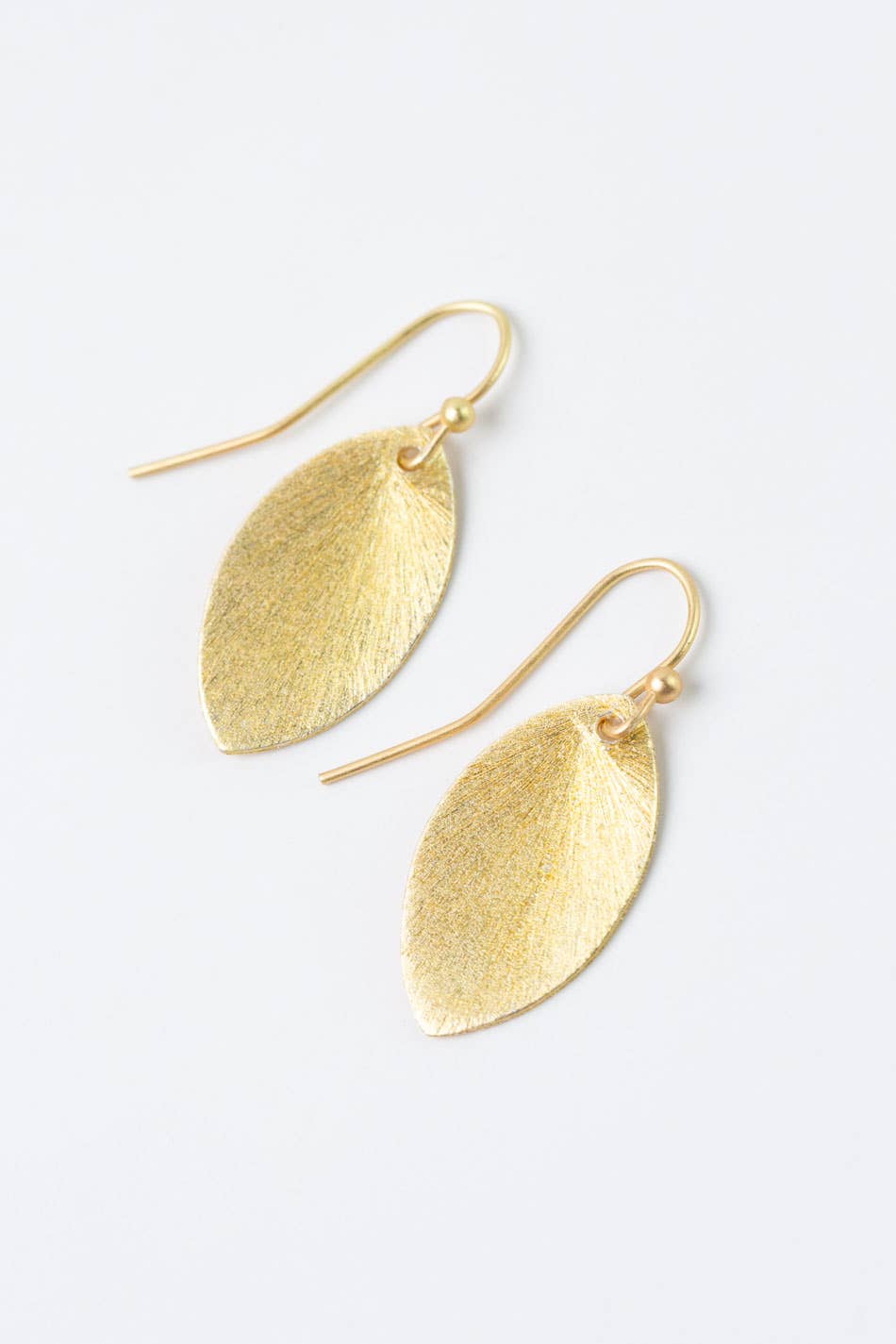 Brushed Gold Simple Leaf Earrings