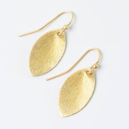 Brushed Gold Simple Leaf Earrings