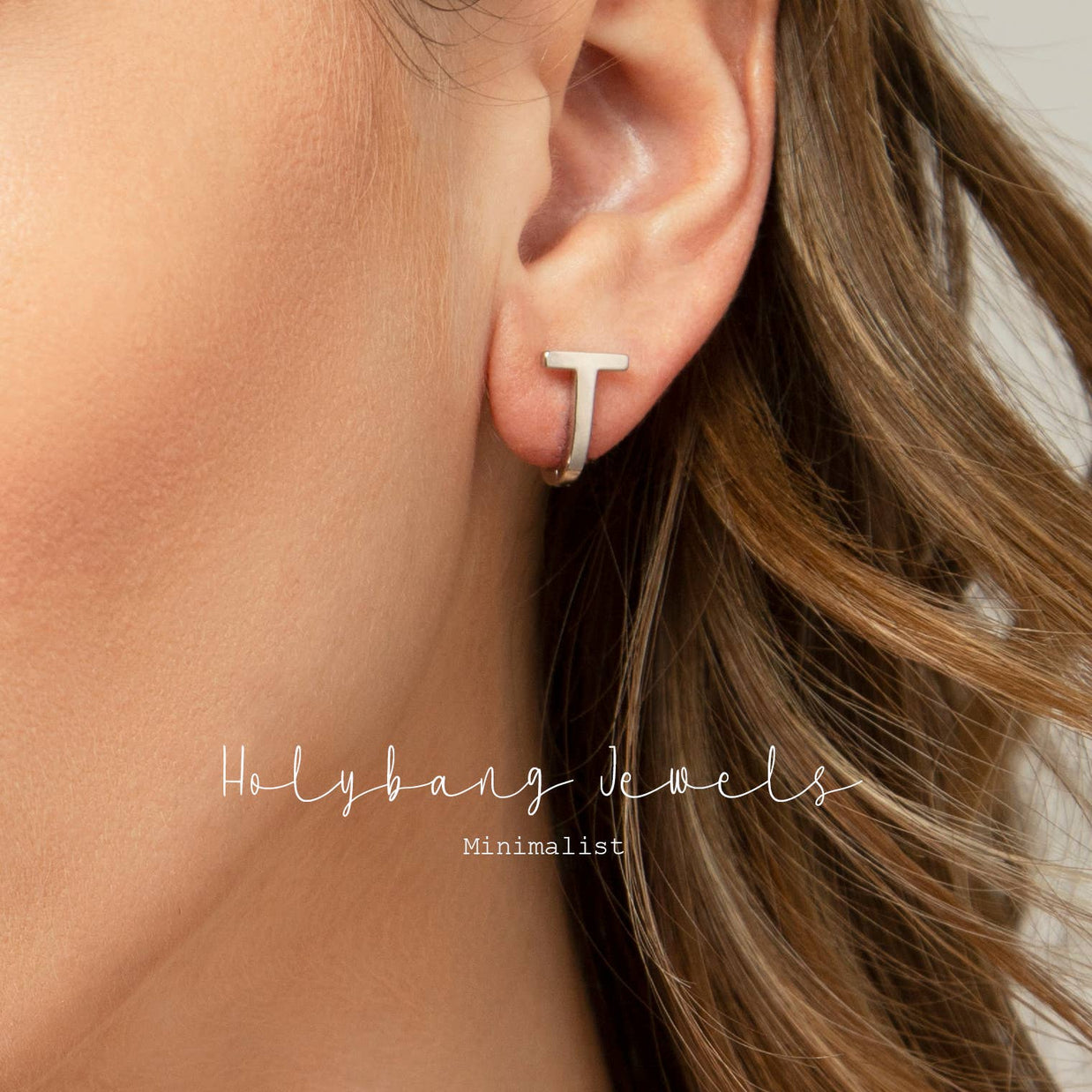 T BAR HOOP EARRINGS - Silver
