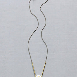 JLT117 vintage glass and gray jasper geometric necklace