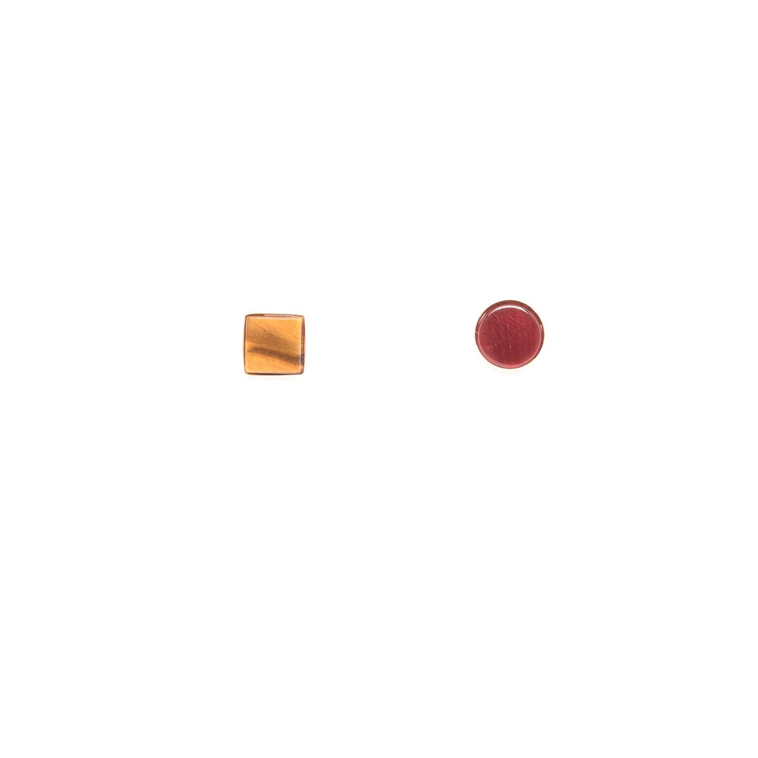 Carnelian + Tiger's Eye Mismatched Studs