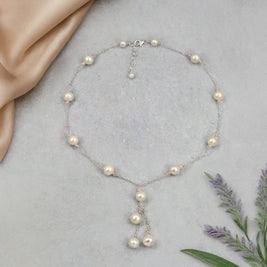 Pearl Crystal Lariat Necklace