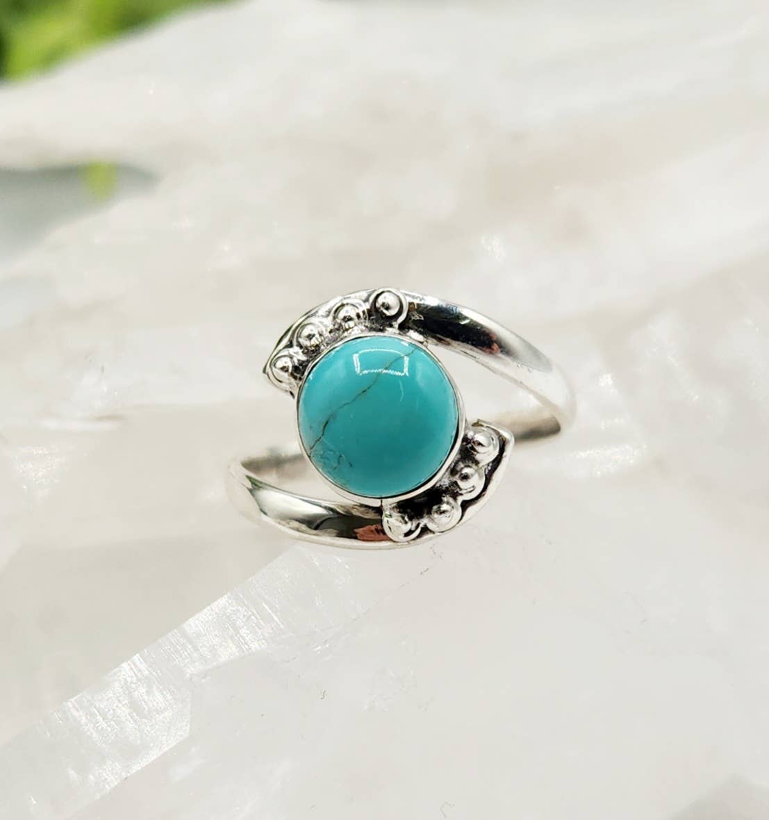 Turquoise Abstract Silver Ring