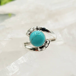 Turquoise Abstract Silver Ring