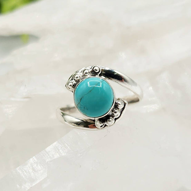 Turquoise Abstract Silver Ring