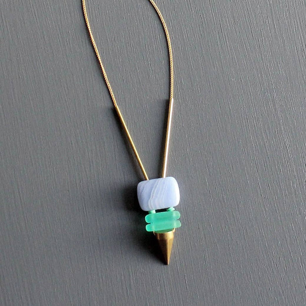 KYL417 lavender and green necklace