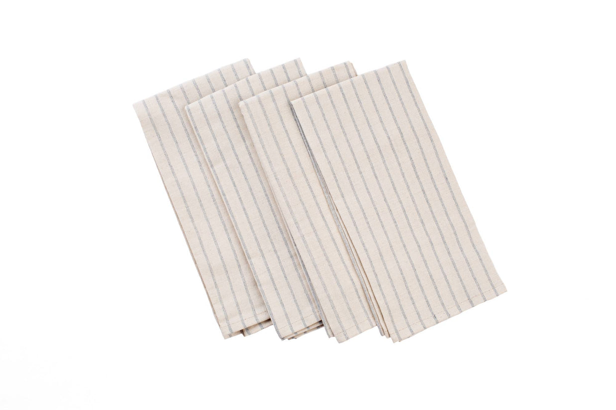 Natural Cloth Napkins with Modern Stripes – Upcycled Cotton