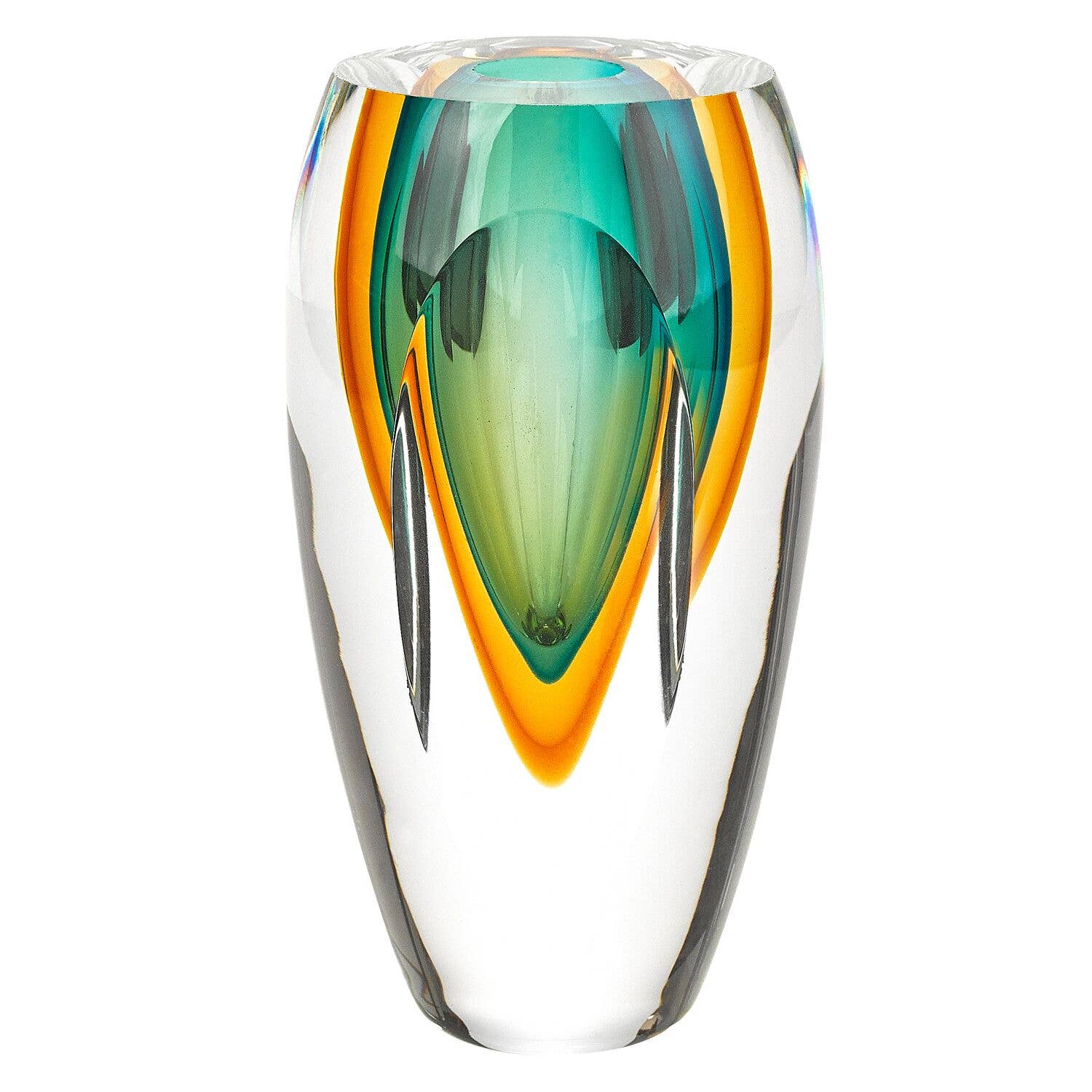 Rimini Murano Style Art Glass Amber & Green 6