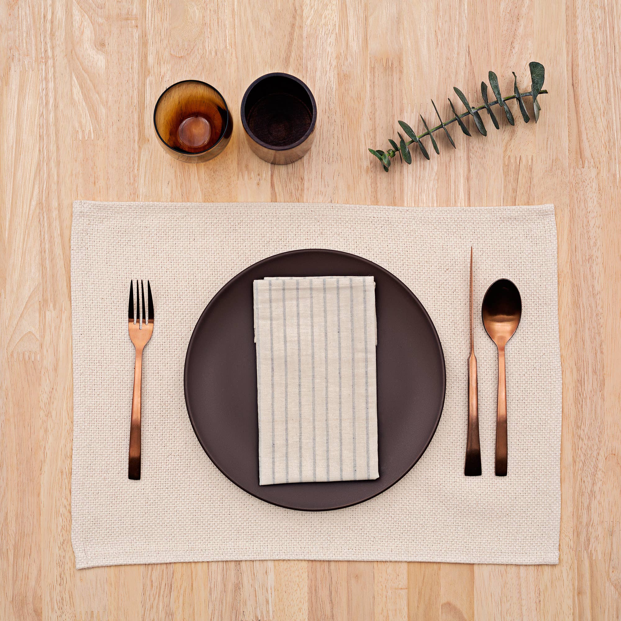 Natural Cloth Napkins with Modern Stripes – Upcycled Cotton
