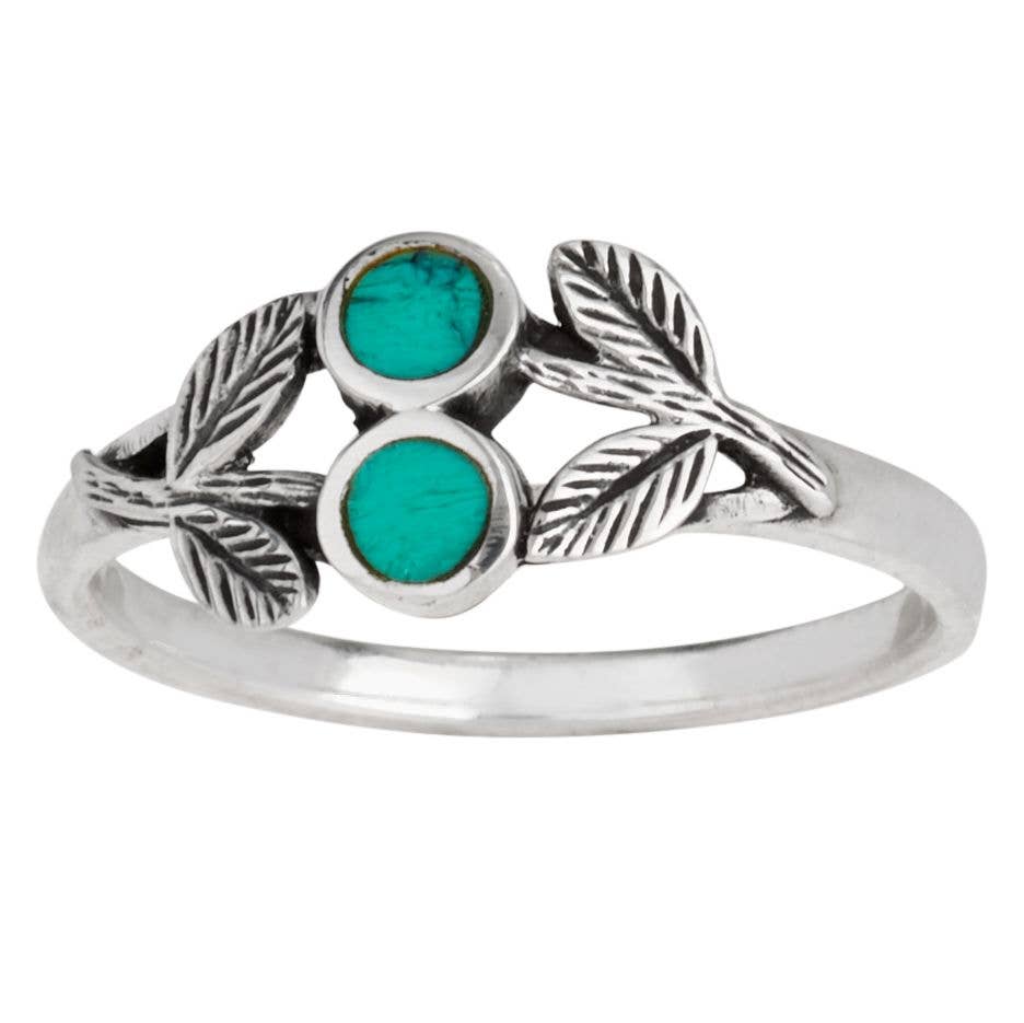 Dainty Green Ivy Turquoise Sterling Silver Ring