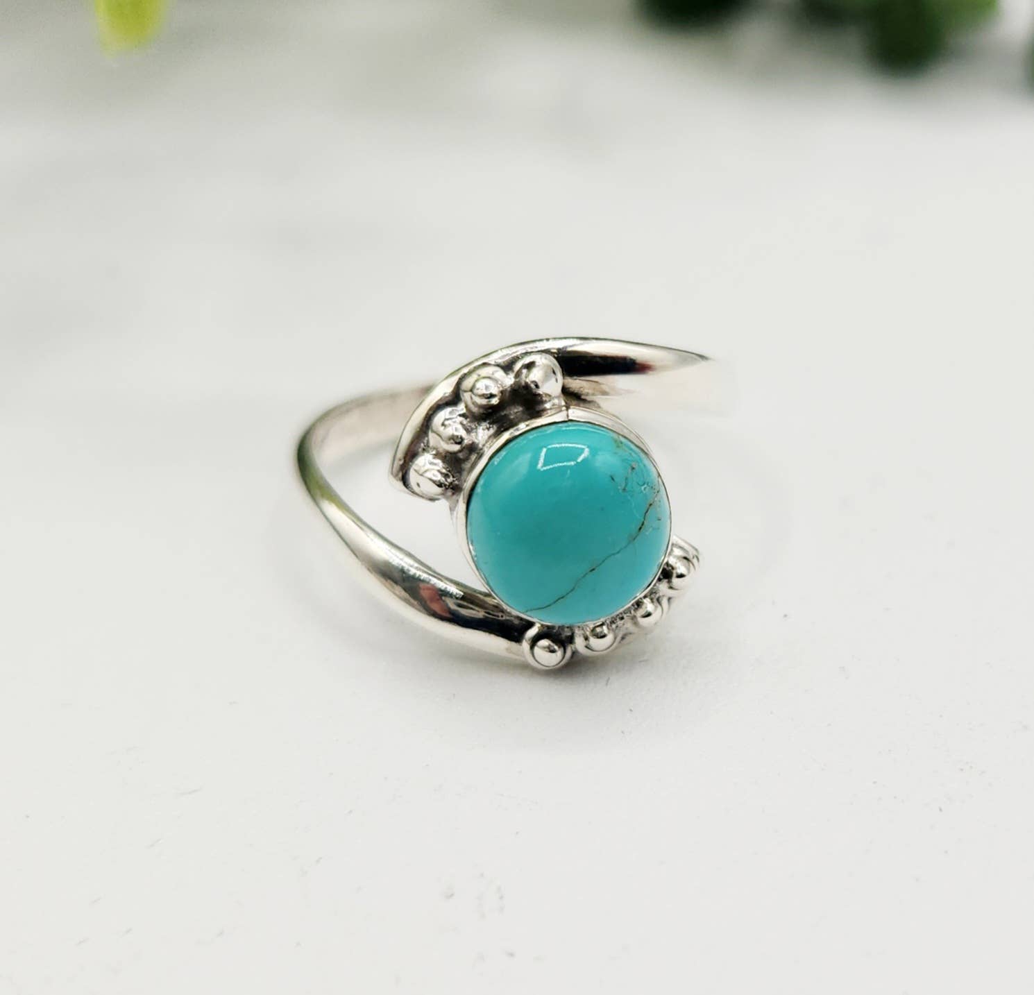 Turquoise Abstract Silver Ring