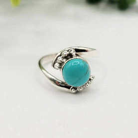 Turquoise Abstract Silver Ring
