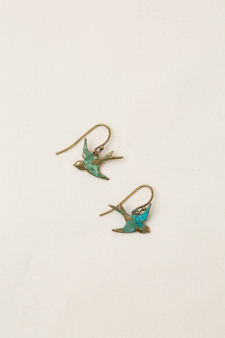 Folklore Sparrow Birds With Patina Dangle Earrings