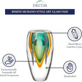 Rimini Murano Style Art Glass Amber & Green 6
