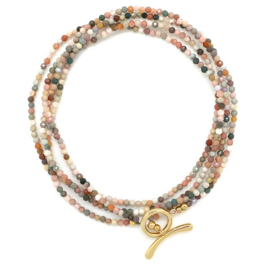 Luxury Faceted Alashan Agate Necklace or Wrap Bracelet