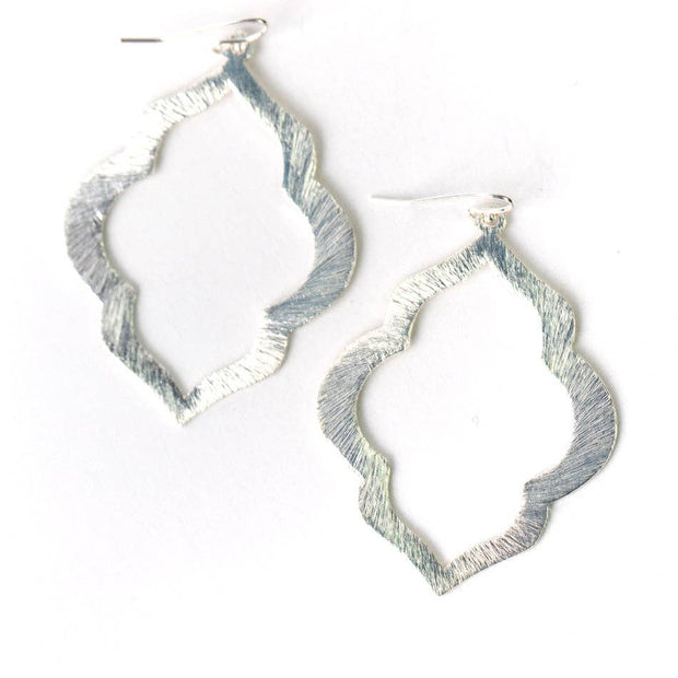 Brushed Silver Oblong Statement Earrings