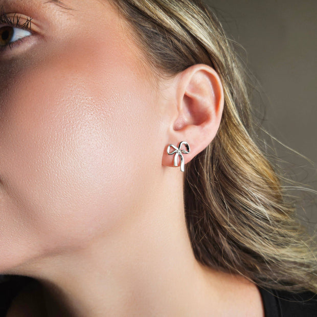 DAINTY BOW EARRINGS - Silver
