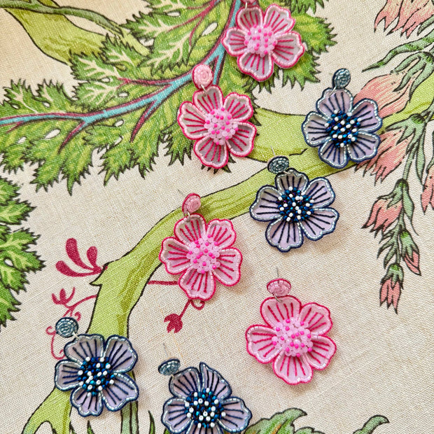 Spring Bloom Earrings in Navy