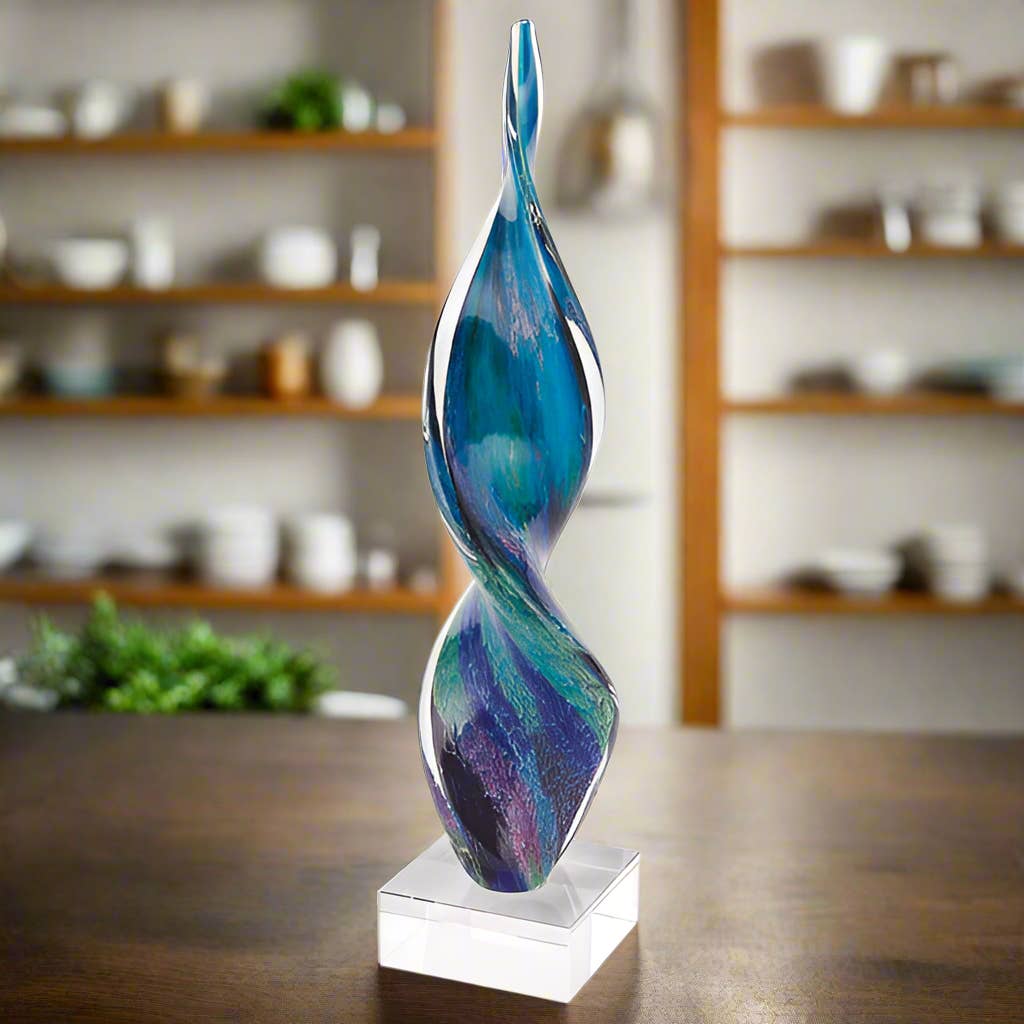 Murano Style Art Glass Firestorm Corkscrew 18