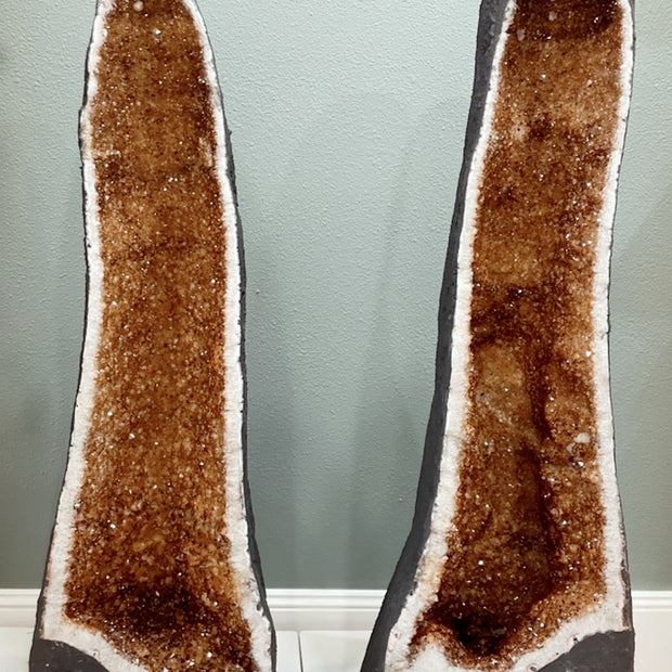 Collector Grade Citrine Cathedrals "Dividing Light" matched pair