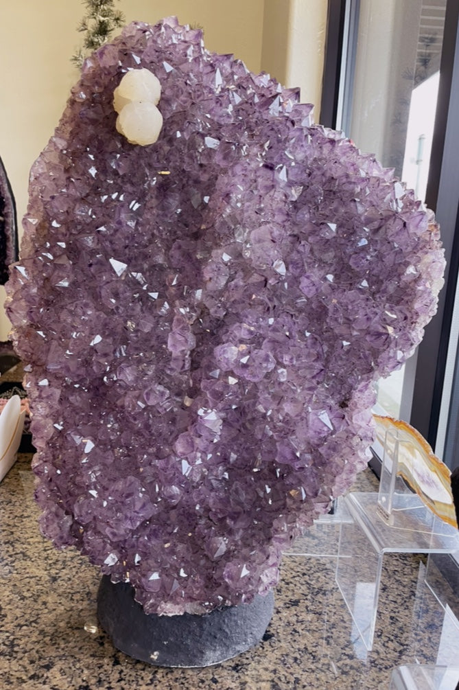 Showpiece Large Amethyst Decor w/ White Calcite Accent