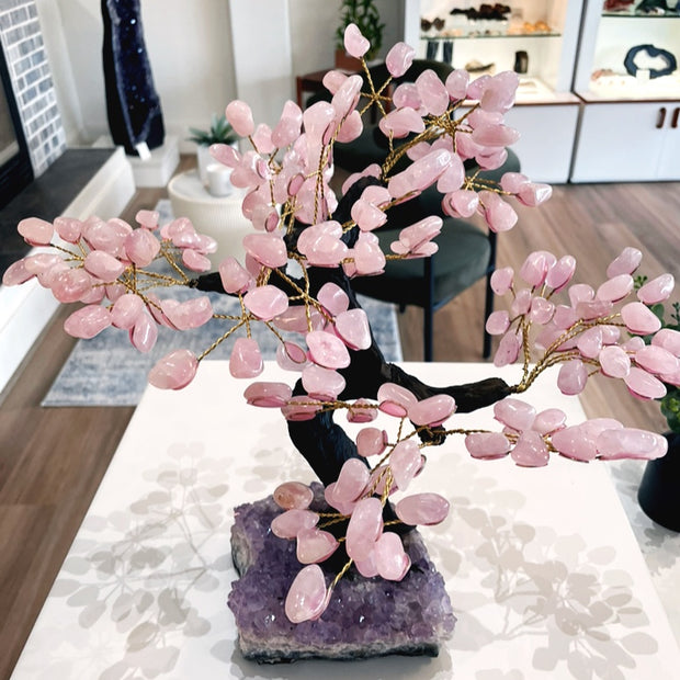 Large Bonsai Gem Tree on Amethyst Cluster Base