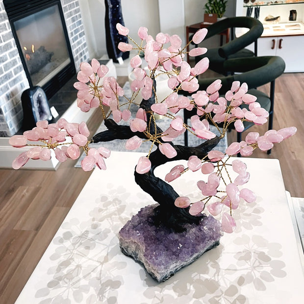 Large Bonsai Gem Tree on Amethyst Cluster Base