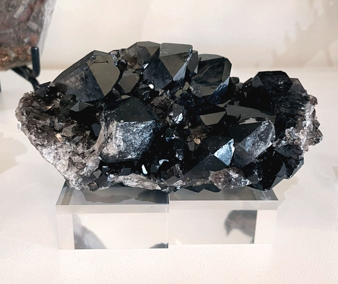 Extra Dark "Morion" Smokey Quartz Polished Cluster Specimen - 1.46 lbs