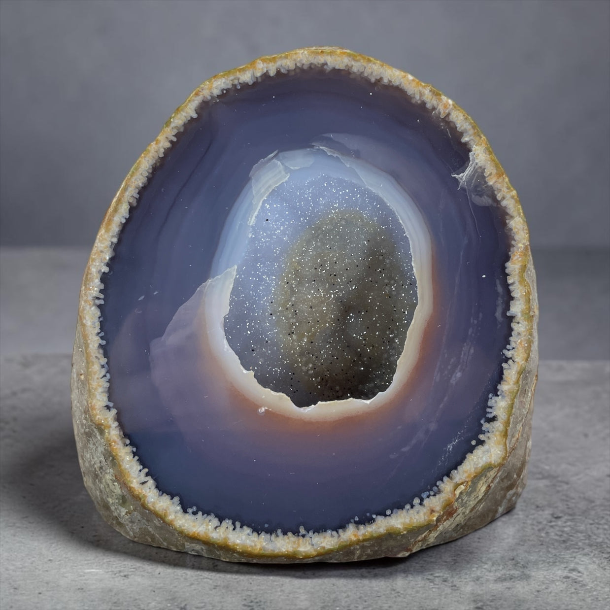 Polished Agate Geode with Druzy Center A