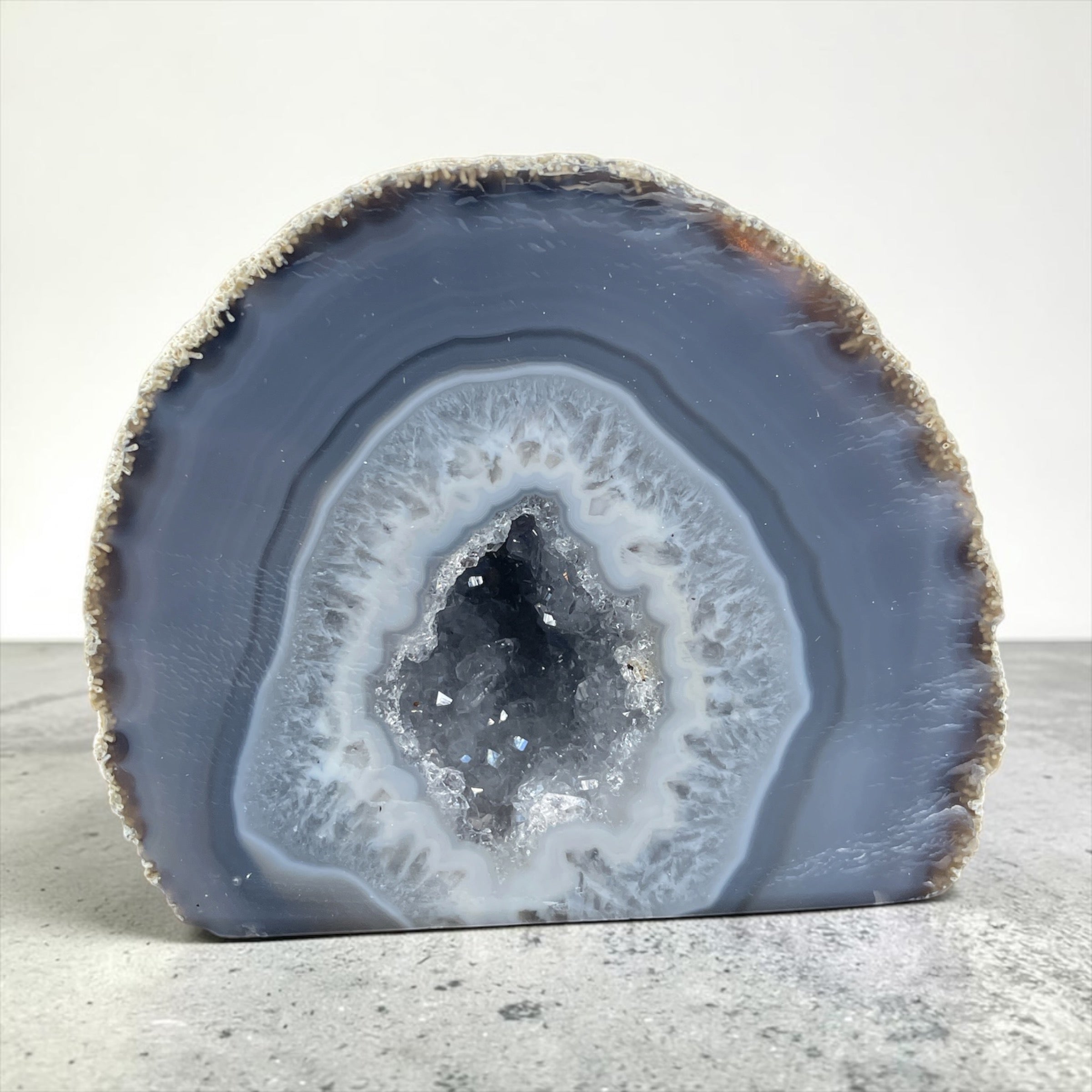 Polished Agate Geode with Druzy Center C