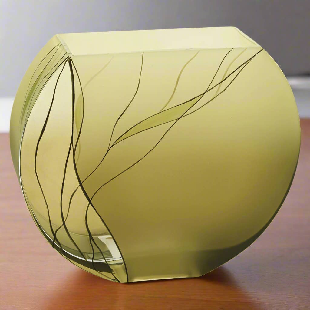 Evergreen 9" Decorated Glass Vase