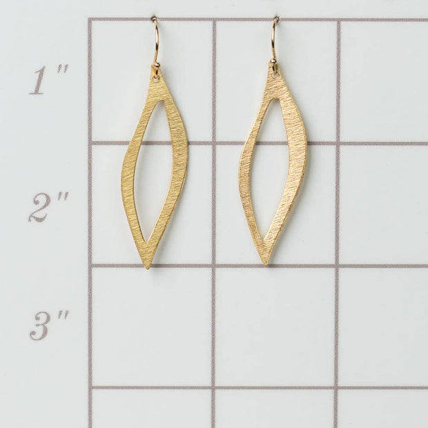 Brushed Gold Wavy Marquis Frame Earrings