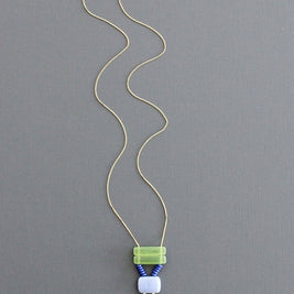 KYL125 green and lavender geometric necklace