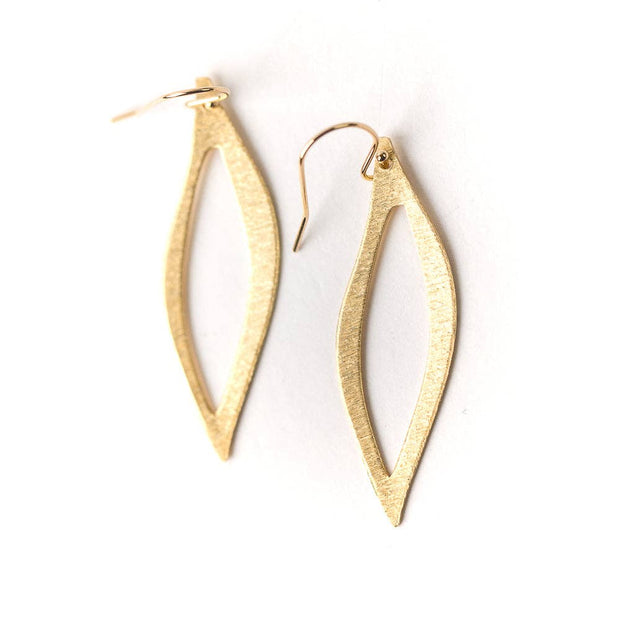 Brushed Gold Wavy Marquis Frame Earrings