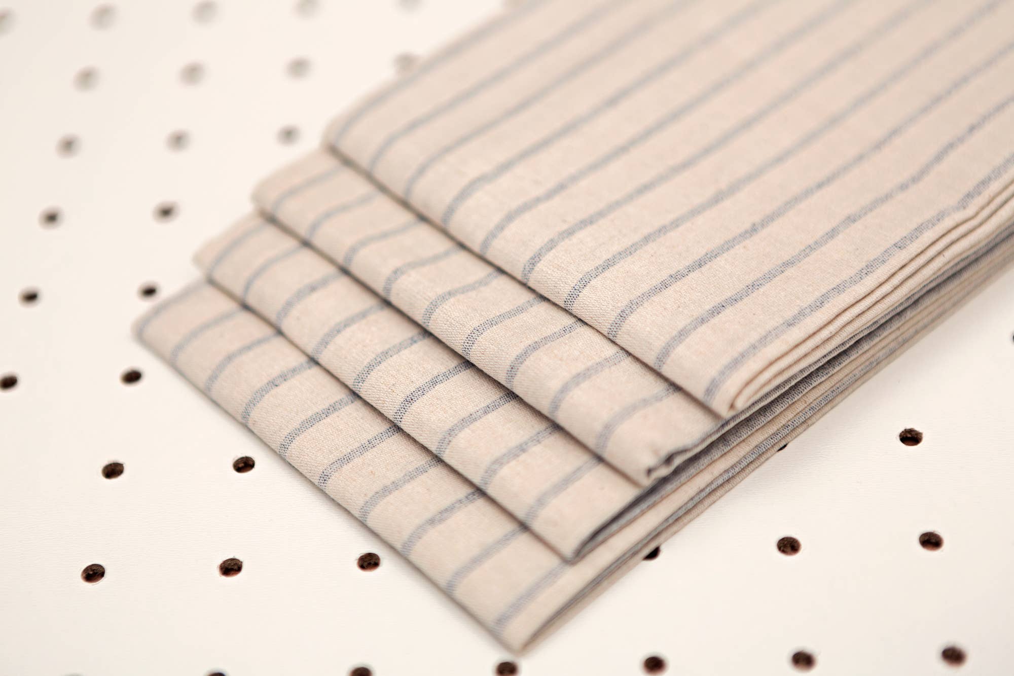 Natural Cloth Napkins with Modern Stripes – Upcycled Cotton