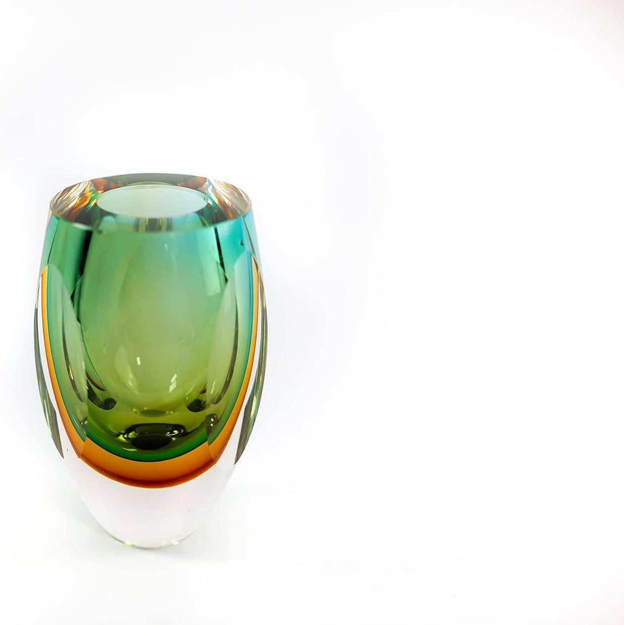 Rimini Murano Style Art Glass Amber & Green 6