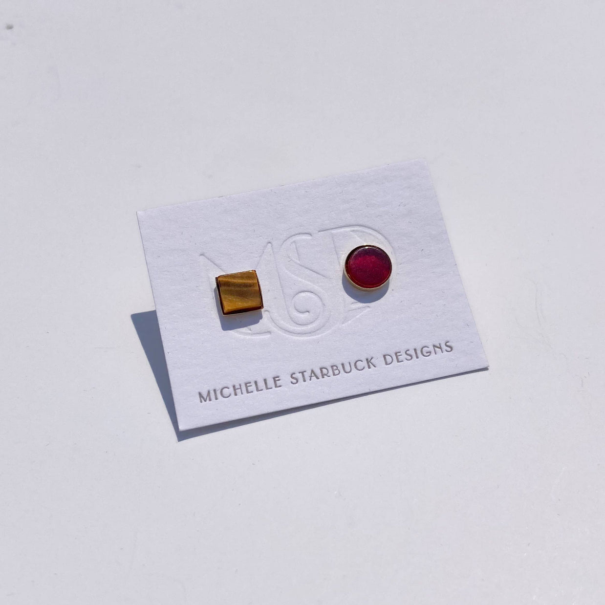 Carnelian + Tiger's Eye Mismatched Studs