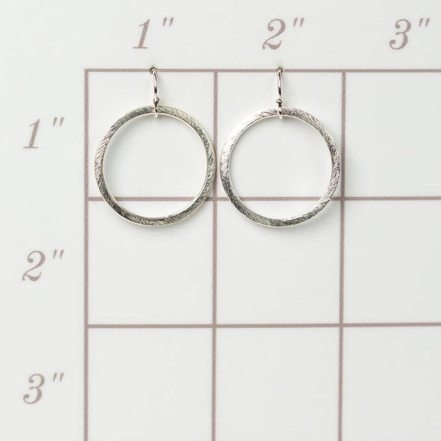 Brushed Silver Hoop Statement Earrings