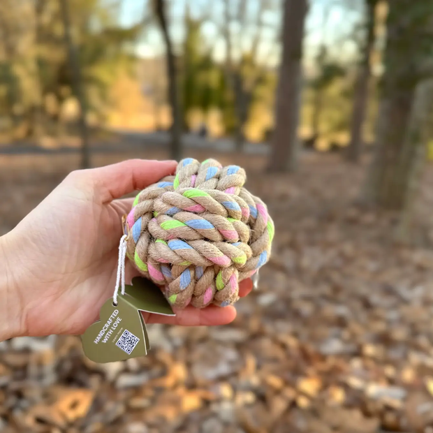 Rainbow Hemp Knot Ball | Natural Hemp | Recycled Cotton