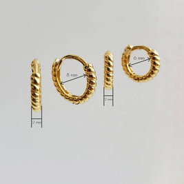 BRAIDED HUGGIE EARRINGS - Silver 8mm