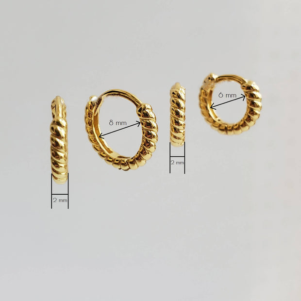 BRAIDED HUGGIE EARRINGS - Silver 8mm