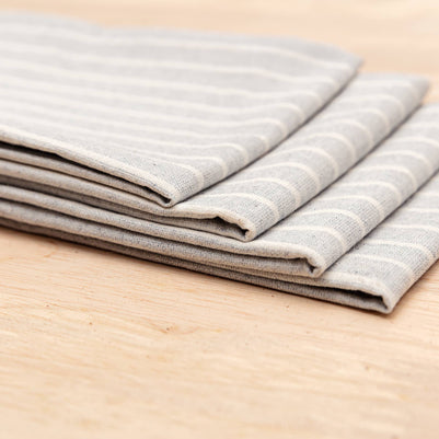 Blue Cloth Napkins with Modern Stripes – Recycled Cotton Set